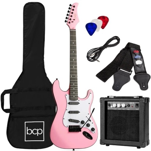 Beginner Electric Guitar Kit w/ Case, 10W Amp, Tremolo Bar - 39in - Lot 8042