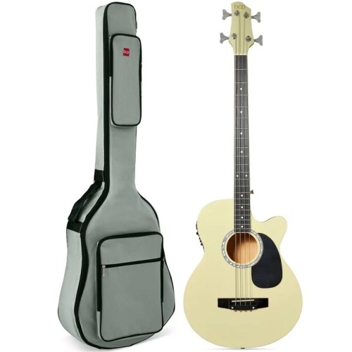 Acoustic Electric Bass Guitar w/ Equalizer, Truss Rod, Padded Gig Bag - Lot 8060