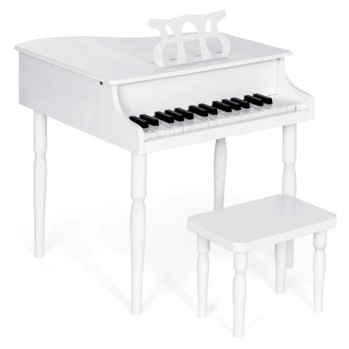 Kids Mini Wooden Grand Piano w/ Lid, Bench, Music Rack, Song Book, Stickers - Lot 8069