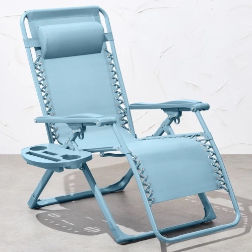 Monochromatic Zero Gravity Patio Chair Recliner w/ Side Tray, Headrest - Lot 8081
