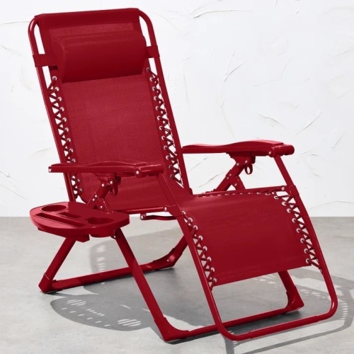 Monochromatic Zero Gravity Patio Chair Recliner w/ Side Tray, Headrest - Lot 8100