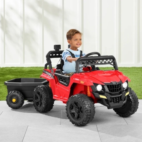 12V Kids Ride-On UTV and Trailer w/Parent Remote Control, LED Lights - Lot 8117