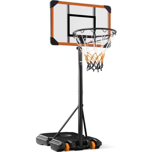 Kids Height-Adjustable Basketball Hoop, Square Backboard w/ 2 Wheels - Lot 8119