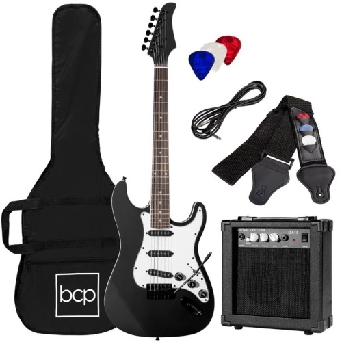 Beginner Electric Guitar Kit w/ Case, 10W Amp, Tremolo Bar - 39in - Lot 8148