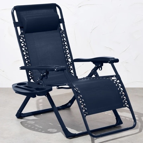 Monochromatic Zero Gravity Patio Chair Recliner w/ Side Tray, Headrest - Lot 8208