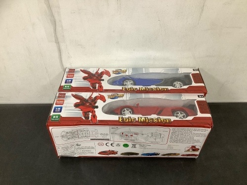 Set of 2 Red/Blue Transforming R/C Cars - Lot 8220