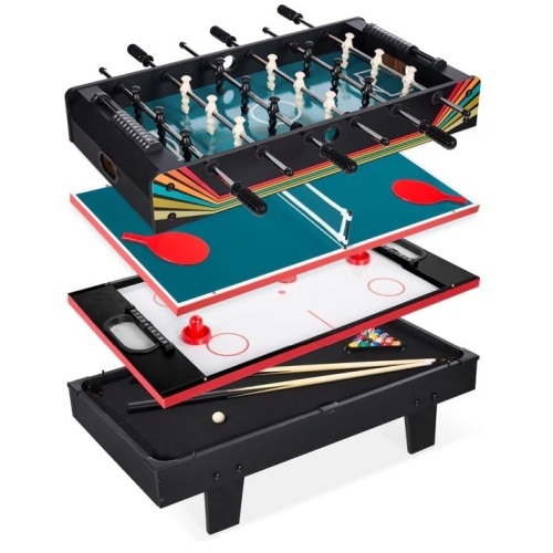 4-in-1 Multi Game Table Set w/ Air Hockey, Table Tennis, Billiards, Foosball - Lot 8170