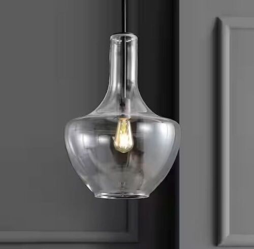JONATHAN Y Watts 13.25 in. 1-Light Oil Rubbed Bronze/Clear LED Pendant with Glass/Metal - Lot 374