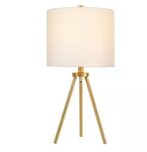 Hampton Bay Quinby 22 in. Gold Tripod Table Lamp with White Fabric Shade - Lot 381