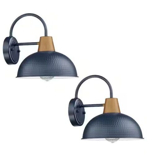 10.2 in. Blue No Motion Sensing Outdoor Hardwired Barn Wall Sconce, 2-Pack - Lot 383