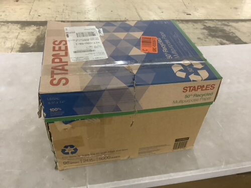 Staples 50% Recycled Copy Paper 8.5" x 14" 24lb 96 Brightness 5000 Sheets - Lot 405