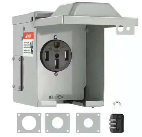 VEVOR RV Power Outlet Box Indoor/Outdoor 50 Amp 125-Volt/250-Volt Receptacle Panel NEMA 14-50R Single Outlet - Lot 576
