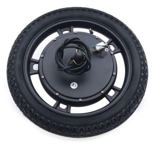 16'' Electric Motorcycle Front Wheel, 48V 1000W Brushless and Gearless Hub Motor Front Wheel Compatible for Universal Disc Brake and V Brake - Lot 582