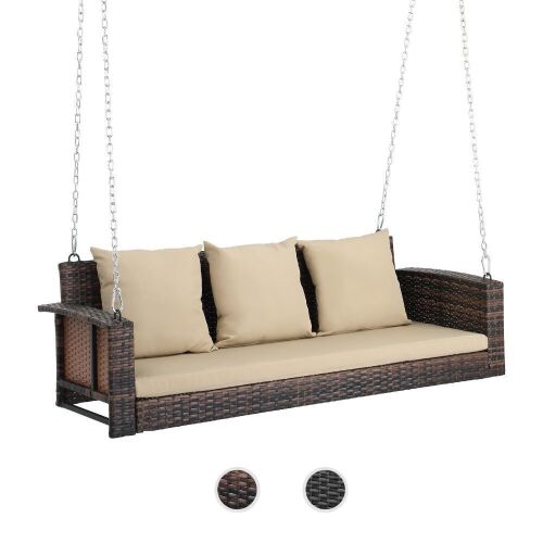VINGLI 5FT Rattan Patio Porch Swing with Cushions 800lbs - Lot 41