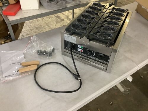 Commercial Non Stick Fish Waffle Cone Maker - Damaged Hinge, Dented  - Lot 166