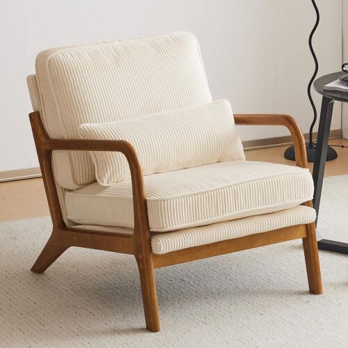 VINGLI Premium Corduroy Accent Chair with Lumbar Pillow  - Lot 240