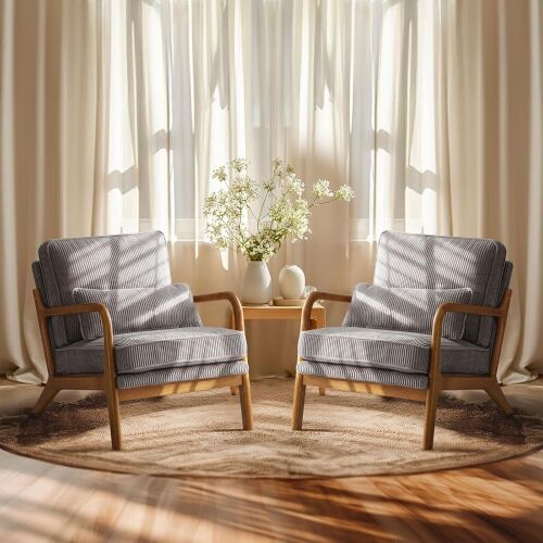  VINGLI Corduroy Accent Chairs, Set of 2 - Lot 39