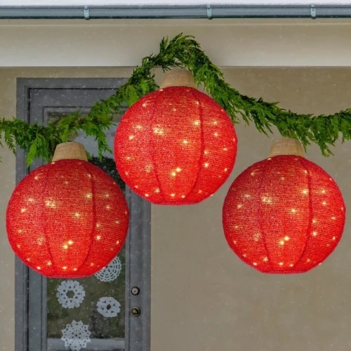 3-Piece Hanging Pop-Up Ornaments Outdoor Christmas Decor, LED Lights - Lot 8387