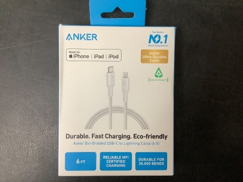 ANKER Durable Fast Charging Bio-Braided USB-C to Lightning Cable 6ft - Lot 8408