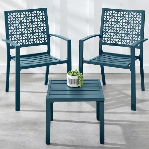 3-Piece Stackable Steel Outdoor Conversation Bistro Set - Lot 8486