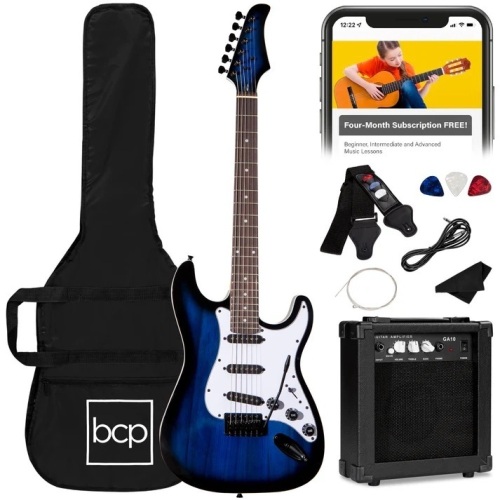 Beginner Electric Guitar Kit w/ Case, 10W Amp, Tremolo Bar - 39in - Lot 8626