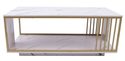 Modern White Faux Marble Coffee Table  - Lot 591