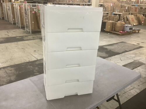 5 Drawer Plastic Storage Container - Missing 1 Wheel  - Lot 899