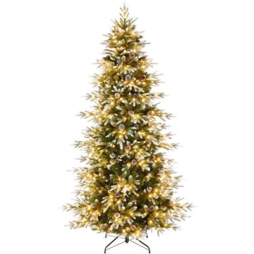9' Pre-Lit Artificial Flocked Aspen Noble Fir Christmas Tree w/ Stand - Lot 555