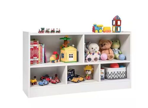 Costway 24 in. White Kids 2-Shelf 5-Cube Wood Toy Storage Cabinet Organizer - Lot 49