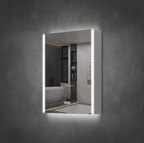 WELLFOR Chic 24 in. W x 30 in. H Rectangular Aluminum Medicine Cabinet with Mirror, 3 Touch Switch Color Change, Dimmer Defogger - Lot 38