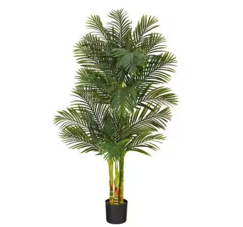 Nearly Natural 6 ft. Artificial Triple Stalk Golden Cane Palm Tree - Lot 247