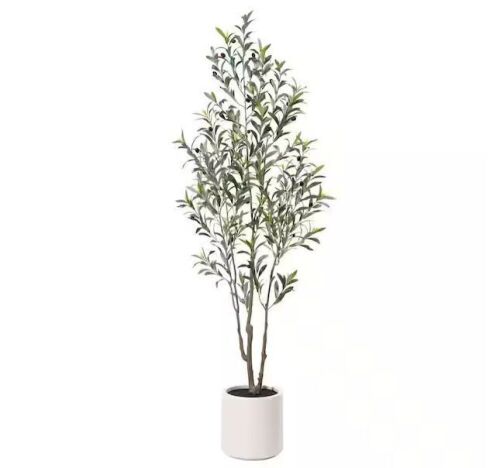 DR.Planzen 6 ft. Artificial Olive Tree with White Planter - Lot 248