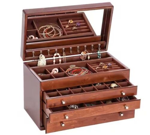 Mele & Co Brigitte Antique Walnut Finish Wooden Jewelry Box - Lot 441