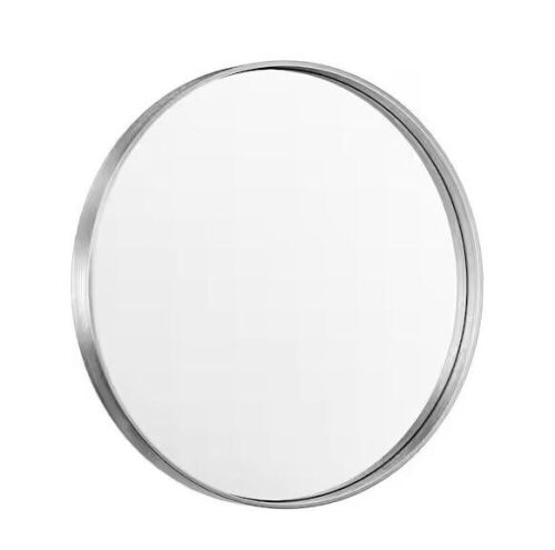 TETOTE 36 in. W x 36 in. H Large Round Metal Framed Modern Wall Mounted Mirror in Brush Nickel - Lot 534