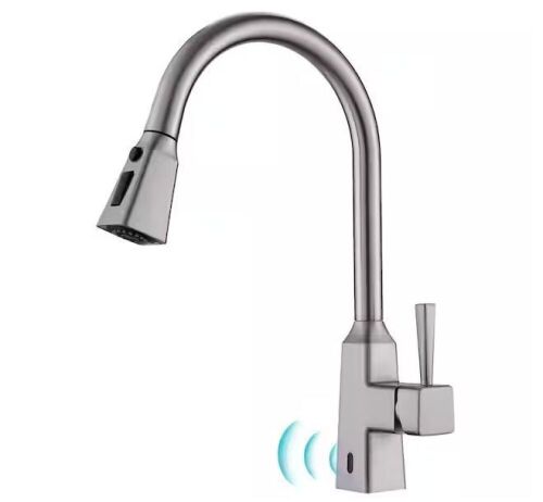 Sensor Smart Hands-Free Single-Handle Pull-Down Sprayer Kitchen Faucet in Brushed Nickel - Missing Escutcheon - Lot 549