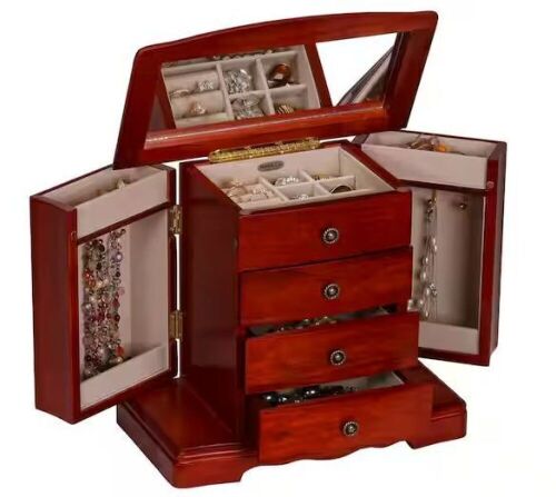 Mele & Co Harmony Cherry Finish Wooden Jewelry Box - Lot 535
