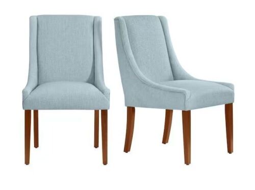 Home Decorators Collection Leaham Charleston Blue Upholstered Dining Chair with Walnut Accents, Set of 2 - Lot 52