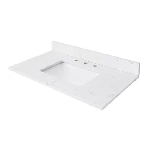 Home Decorators Collection 37 in. W x 22 in D Engineered Stone White Rectangular Single Sink Vanity Top in White - Lot 88