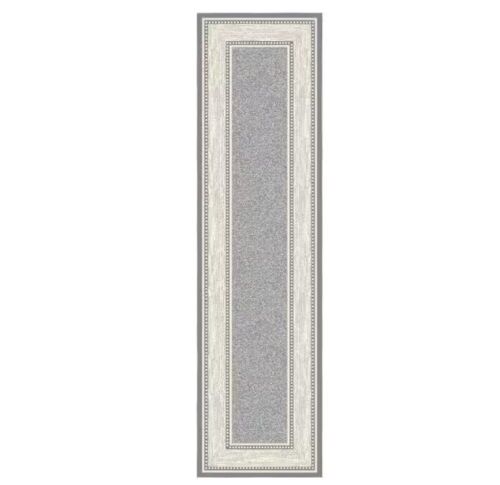 Ottomanson Ottohome Collection Non-Slip Rubberback Bordered Design Indoor Runner Rug, 2 ft. 7 in. x 9 ft. 10 in., Gray - Lot 640