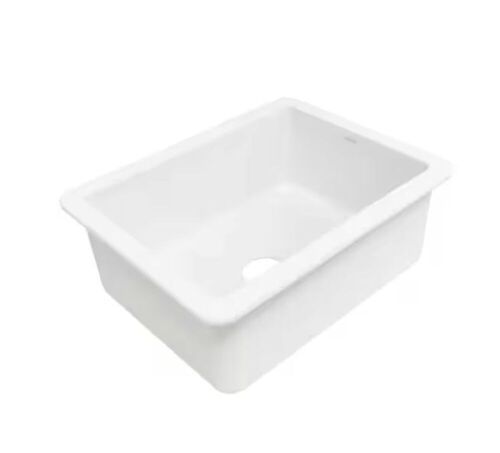 SINKOLOGY Eden 23 in. Undermount Single Bowl Crisp White Fireclay Kitchen Sink - Lot 61