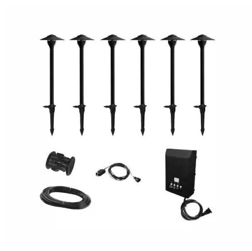 Hampton Bay 552 Lumen Low Voltage Integrated LED Black Outdoor Landscape Path Light Kit, 6-Pack - Lot 860