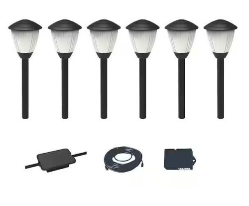 Hampton Bay Lamar Park 50 Lumen Low Voltage Black Integrated LED Waterproof Outdoor Path Lights with Easy Clip Connectors, 6-Pack - Lot 857