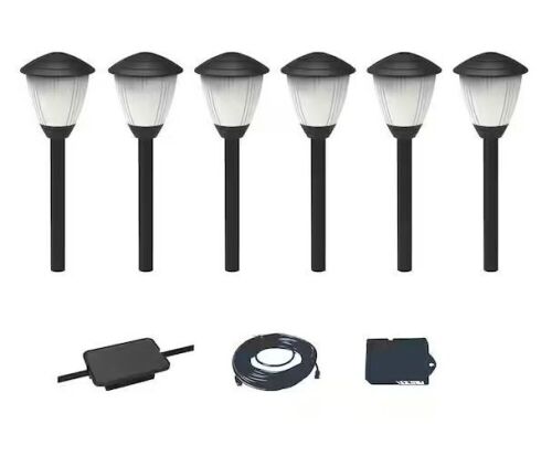 Hampton Bay Lamar Park 50 Lumen Low Voltage Black Integrated LED Waterproof Outdoor Path Lights with Easy Clip Connectors, 6-Pack - Lot 306