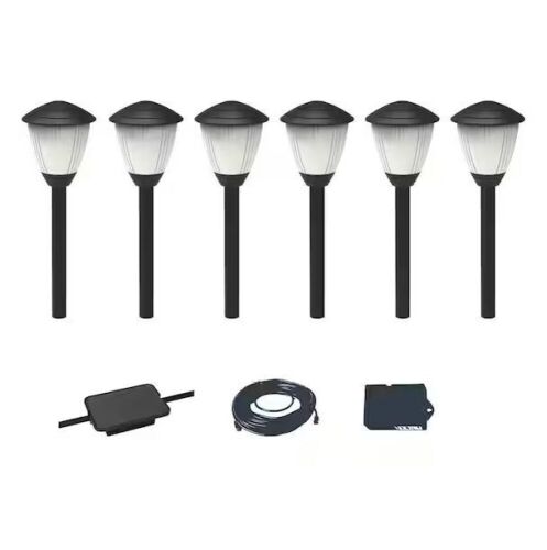 Hampton Bay Lamar Park 50 Lumen Low Voltage Black Integrated LED Waterproof Outdoor Path Lights with Easy Clip Connectors, 6-Pack - Lot 503