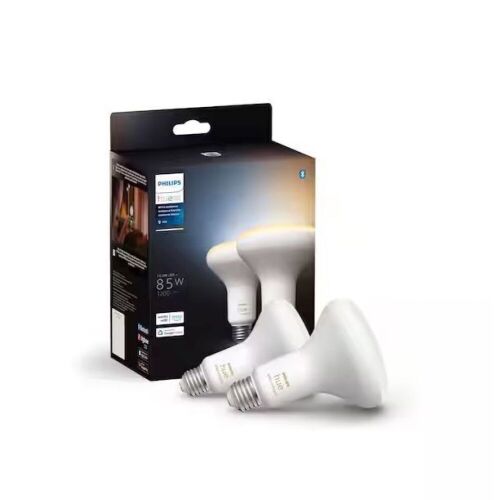 Philips Hue 85-Watt Equivalent BR30 Smart LED Tunable White Light Bulb with Bluetooth, 2-Pack - Lot 603