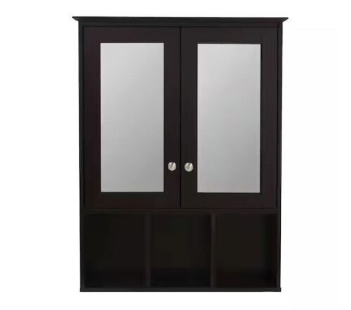 VEIKOUS 23.6 in. W x 30.4 in. H Rectangular Surface-Mount Bathroom Medicine Cabinet with Mirrors and Shelves in Espresso - Lot 128
