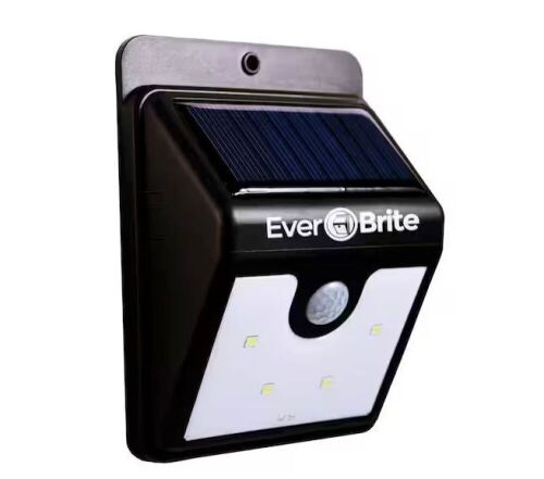 Lot of (2) Ever Brite 4.8-Watt Equivalent Black Motion Activated Outdoor Integrated LED Area Light with 24 White Solar Light - Lot 221