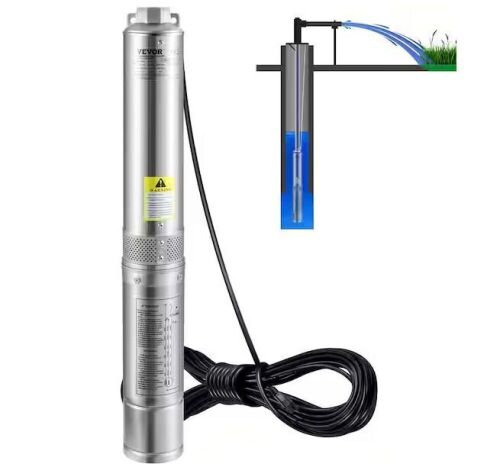 VEVOR Deep Well Submersible Pump 0.5 HP 115-Volt 28 GPM Flow 167 ft. Head Water Pump with 33 ft. Electric Cord - Lot 66