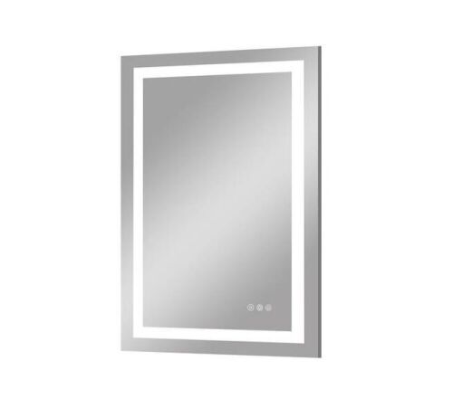 20 in. W x 28 in. H Rectangular Frameless LED Light Anti-Fog Wall Bathroom Vanity Mirror with Backlit and Front Light - Lot 69