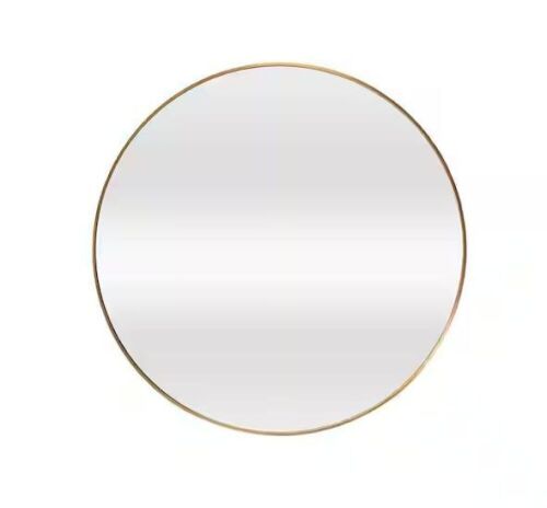 Glacier Bay 24 in. W x 24 in. H Round Aluminum Framed Wall Mirror in Gold  - Lot 220